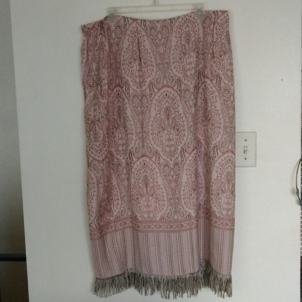 Women's Pink Paisley Fringe Skirt